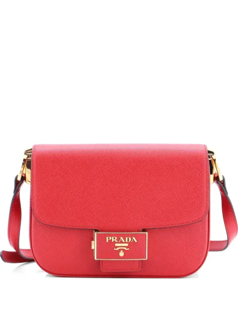 Prada Pre-Owned Embleme Flap Bag Saffiano Leather Small shoulder bag Red 0MO7SIHLTUCC9Z4O