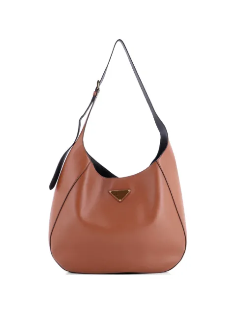 Prada Pre-Owned Triangle Logo Curved City Calf Large hobo bag Brown C7BFA4EJR5GTGNM8