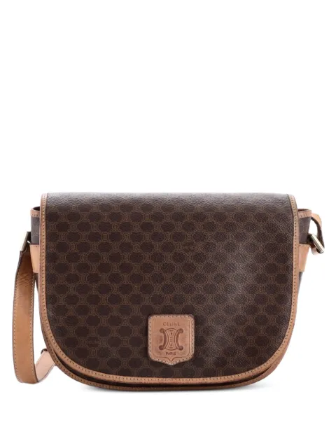 Celine Pre-Owned Vintage Saddle Flap Shoulder Bag Macadam Coated Canvas Small crossbody bag Brown BCMQ94NB88LFYDL4