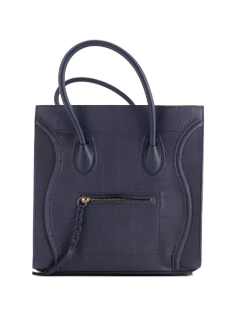 Celine Pre-Owned Phantom Bag Crocodile Embossed Leather Medium tote bag Blue MB2IG73HPB8BT28O