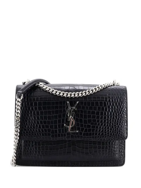 Saint Laurent Pre-Owned Sunset Crocodile Embossed Leather Medium crossbody bag Black MAG5EYZYVOFVN7QG