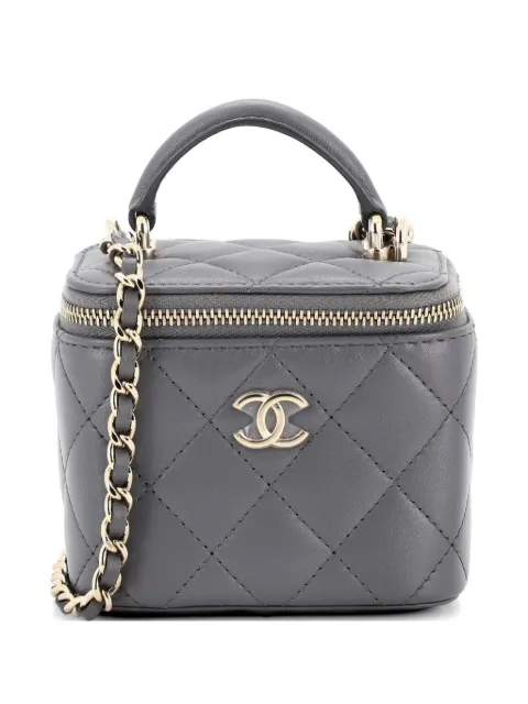 CHANEL Pre-Owned Classic Top Handle Vanity Case with Chain Quilted Lambskin Mini crossbody bag Grey RLY9P9SWSMR2BU74