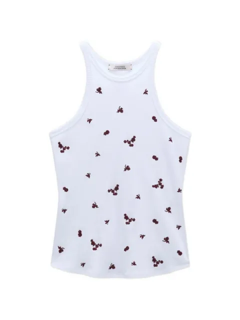Dorothee Schumacher Seduction embroidered ribbed tank top White 262523304
