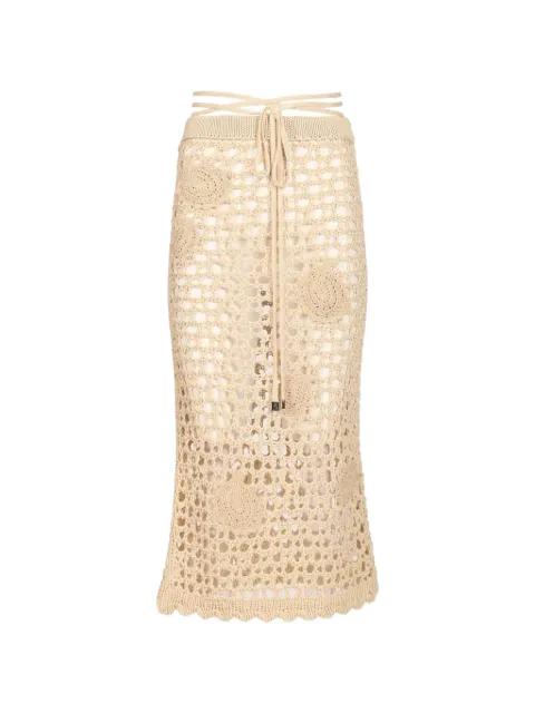The Attico crochet-knit midi skirt Neutrals 260WCS00297