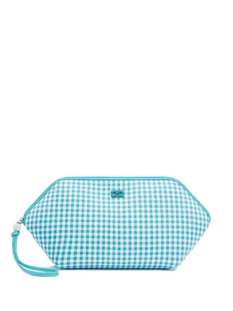 GANNI Bikini gingham-check clutch bag Blue B3010302