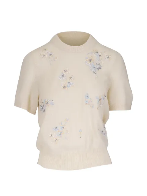 Libertine bead-embellished floral-motif sweater Neutrals S26W129CPO1POR