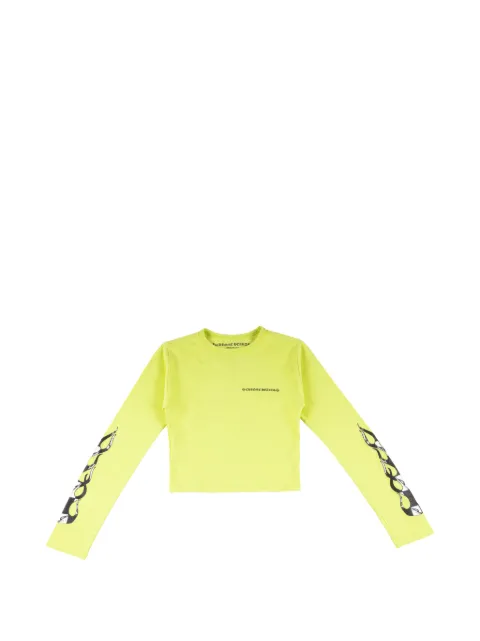 Chrome Hearts x Matty Boy 99 Eyes flame-print cropped T-shirt Green CHRM1293