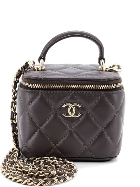 CHANEL Pre-Owned Classic Top Handle Vanity Case with Chain Quilted Lambskin Mini crossbody bag Brown 0X2IAZ7AR7MXDNBA