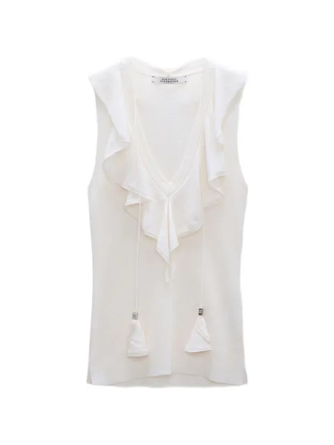 Dorothee Schumacher Refined Essentials ruffled tassel-detail top White 262510501