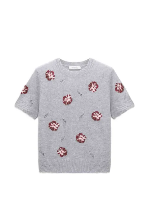 Dorothee Schumacher Blooming Statements floral-motif distressed T-shirt Grey 262510801