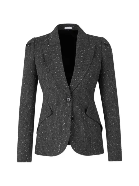 Alexander McQueen speckled-knit single-breasted blazer jacket Grey 847018QJAGG