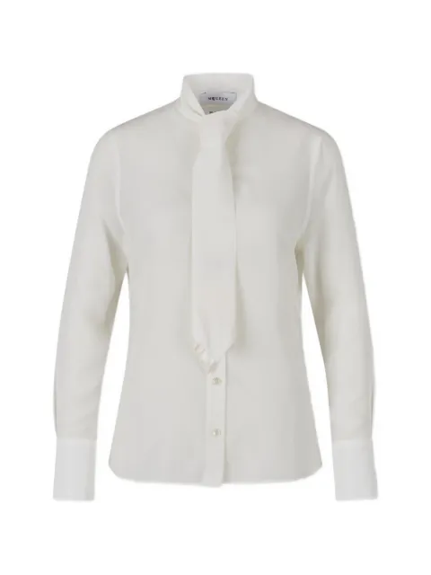 Alexander McQueen tie-neck long-sleeve blouse White A0002BQBADT