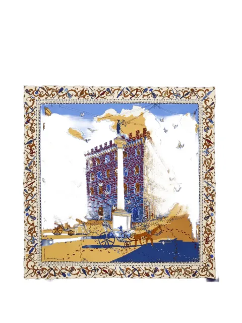 Ferragamo Palazzo graphic-print scarf Blue 311595FOPALAZZO