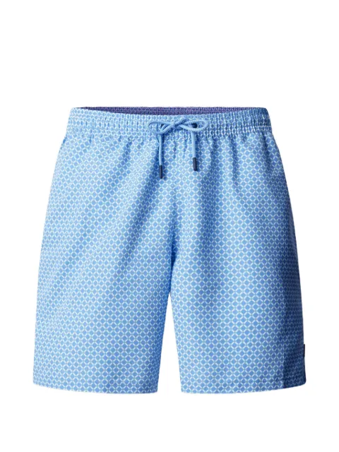 Hackett London geometric-print drawstring swim shorts Blue HMB100028