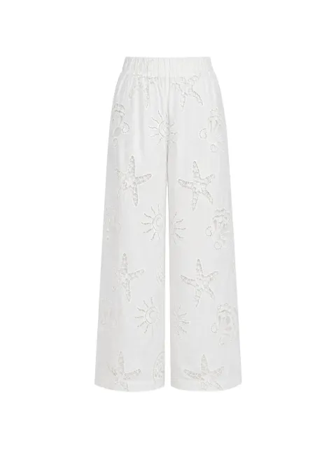 Miss June cut-out starfish-print palazzo pants White NS25