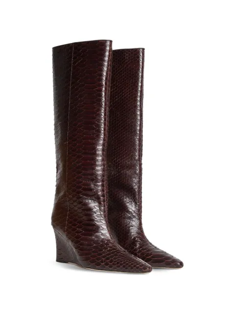 Cynthia Rowley snake-embossed leather wedge boots Brown 25S1SH01LE