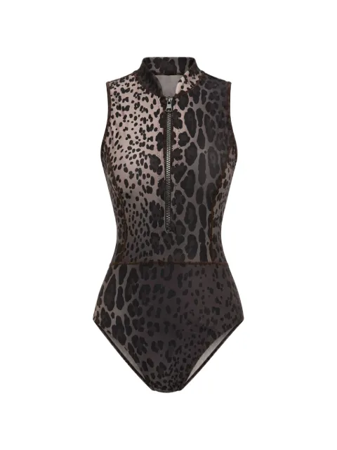Cynthia Rowley Carve leopard-print swimsuit Grey 24S1WS05NP