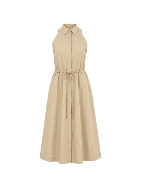 BOSS sleeveless drawstring-waist midi dress Neutrals 50558472