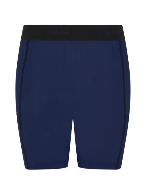 AMAN logo-waistband performance shorts Blue CWAMTC62045