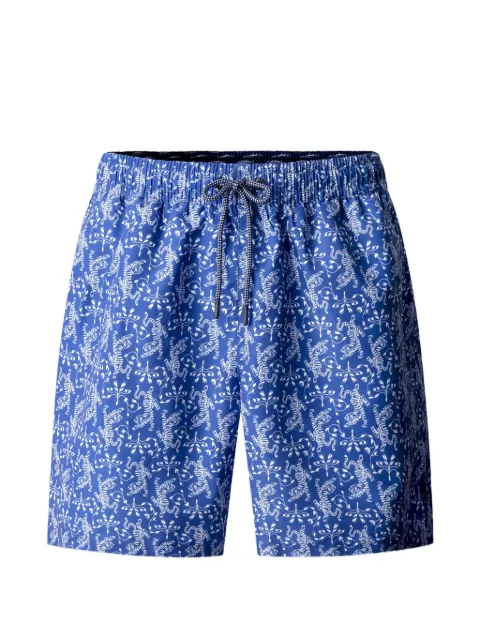 Hackett London tiger-print drawstring swim shorts Blue HMB100034