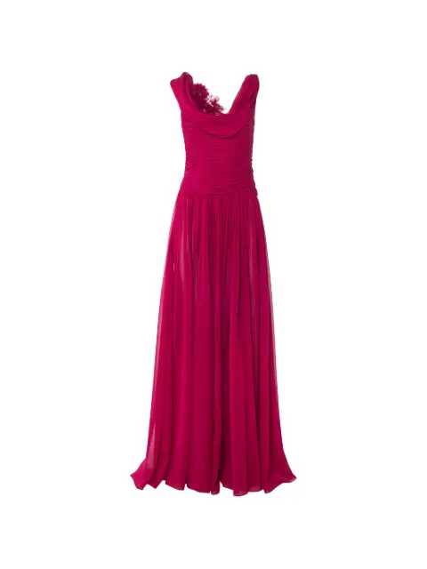 Carolina Herrera draped chiffon gown with floral embellishment Pink P2611E714SCH