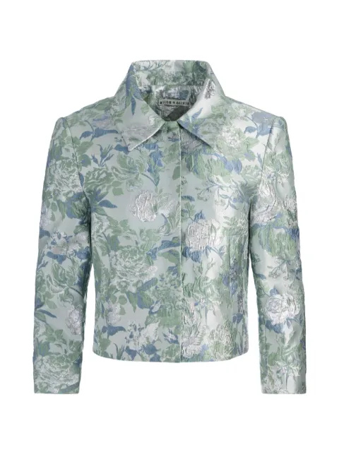 alice + olivia Weston floral-jacquard jacket Green CC606N96203