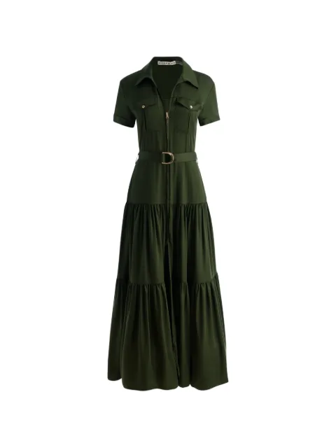 alice + olivia Lucy tiered utility maxi shirt dress Green CC606A65574
