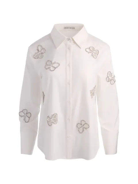 alice + olivia Finely crystal-embellished cutout shirt White CC606E15031