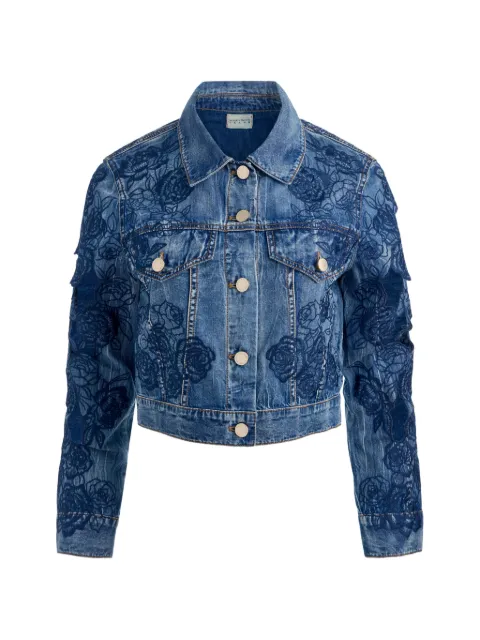 alice + olivia Chloe embroidered denim jacket Blue CD606D06242