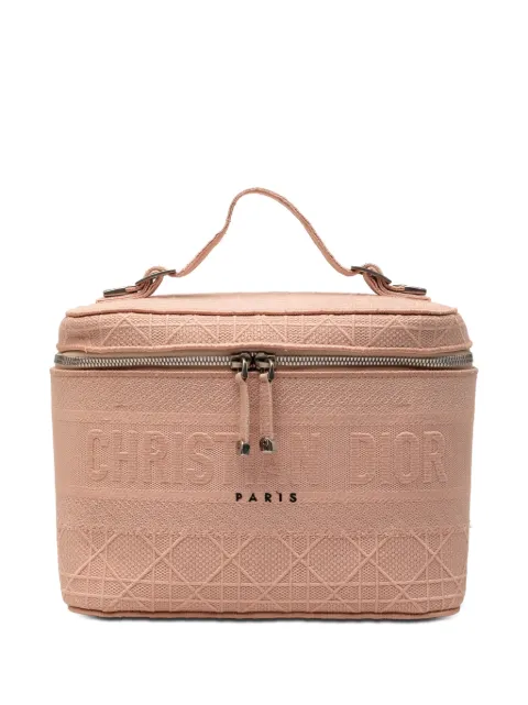 Christian Dior Pre-Owned 2020 Diortravel Canvas Cannage D Lite Case vanity bag Pink 0L1WCNQ0OWUYS3A8