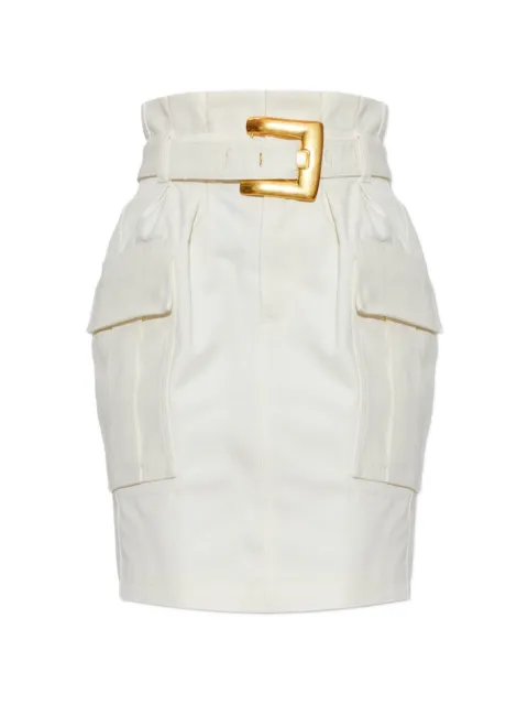 Balmain belted cargo mini skirt Neutrals HF1LCB17DG14