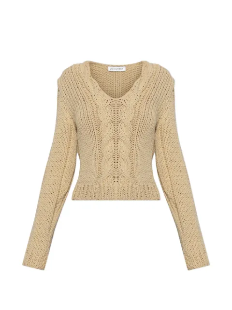 Jil Sander cable-knit V-neck sweater Neutrals J02GP0261J14880