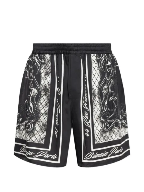 Balmain logo-print silk-blend shorts Black HH1PA145VJ07