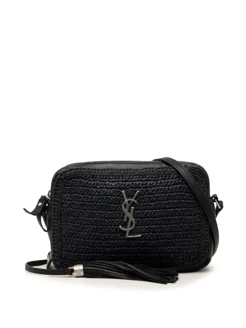 Saint Laurent Pre-Owned 2018 Woven Raffia and Leather Lou Camera Bag crossbody bag Black P6XRBLLJC0HZSDDX