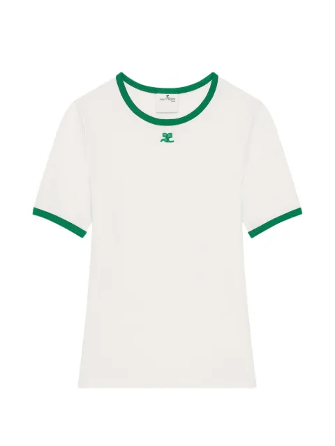 Courrèges logo-embroidered contrast-trim T-shirt White 826JTS017JS0203