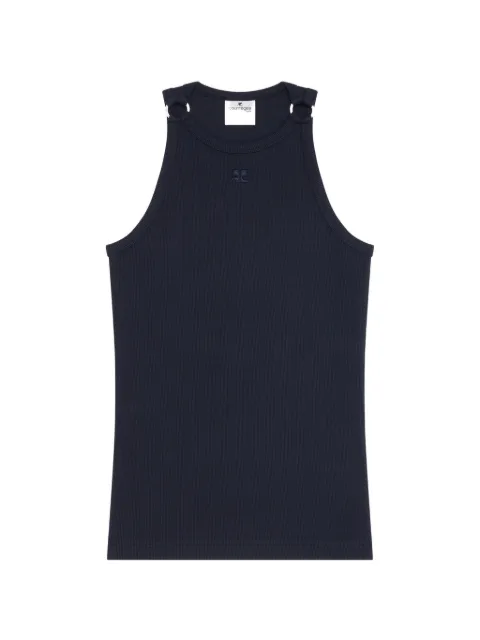 Courrèges buckle-detail ribbed tank top Blue 826JTO578JS0194