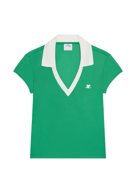 Courrèges cropped V-neck T-shirt Green 826JTO579JS0195