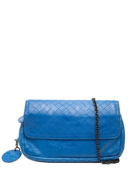 Bottega Veneta Pre-Owned 2012-2026 Small Calfskin Intrecciomirage Embossed Butterfly Chain crossbody bag Blue D1OVDFVA7CPTR4JK