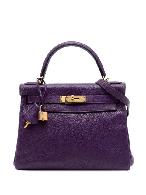 Hermès Pre-Owned 2012 Taurillon Clemence Kelly II Retourne 28 satchel Purple CJVBGK5BLTIXJLSP