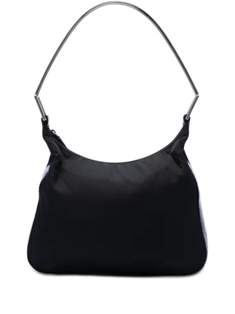 Prada Pre-Owned 2000-2013 Croc Embossed Leather Trimmed Tessuto shoulder bag Black C7BD3HAN7YV7X2SD