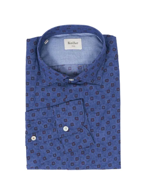 Koike Barcelona printed long-sleeve shirt Blue 3221I02888