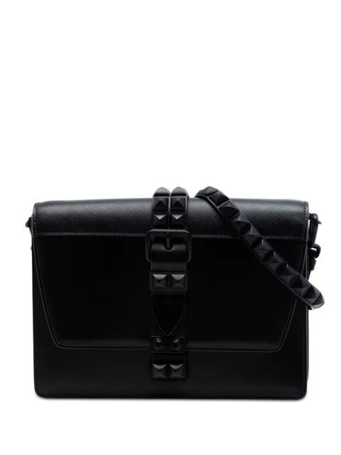 Prada Pre-Owned 2018 Saffiano Trimmed Studded City Calf Elektra crossbody bag Black RS90WMNJVNI6XV5A