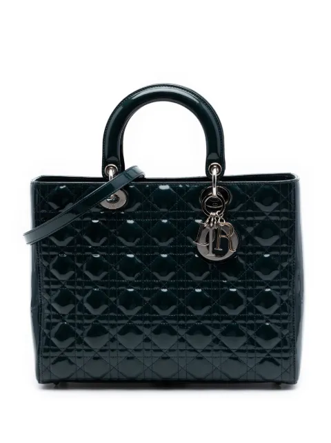 Christian Dior Pre-Owned 2011 Large Patent Cannage Lady Dior satchel Blue O6EB68DF7WRHWYHT
