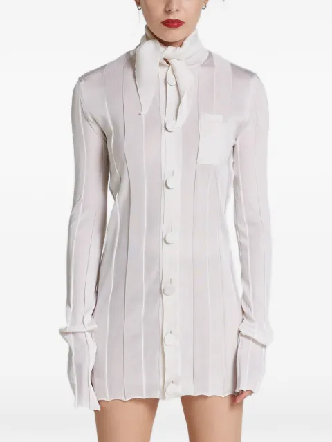 ROT ribbed tie-collar shirt Neutrals S12