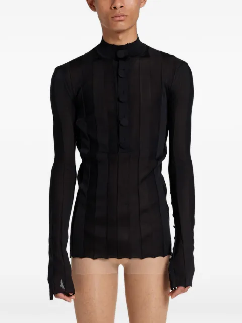 ROT ribbed silk Henley sweater Black S21