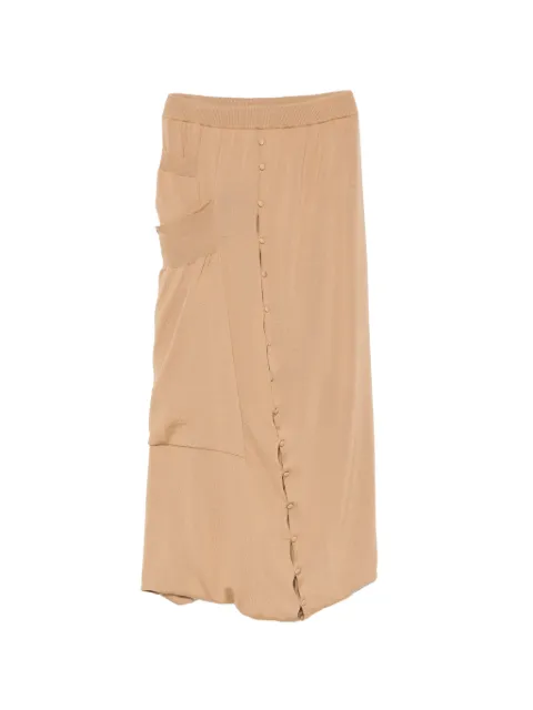ROT Trap button-up wool midi skirt Neutrals 1604