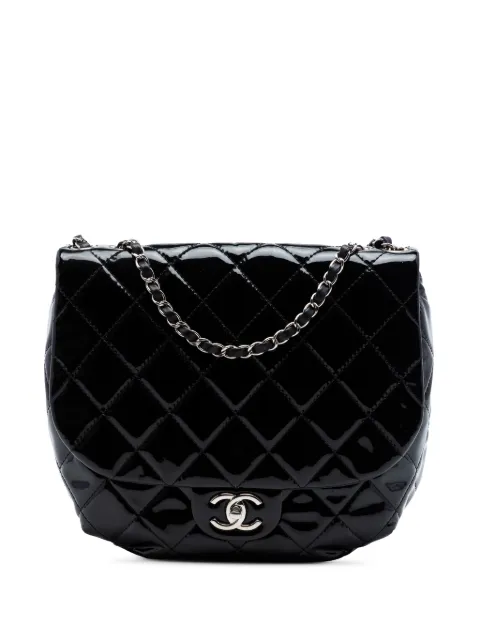 CHANEL Pre-Owned 2014-2015 Medium Quilted Patent Bubble CC Flap crossbody bag Black 1Z41UGIWFRCEEFT7