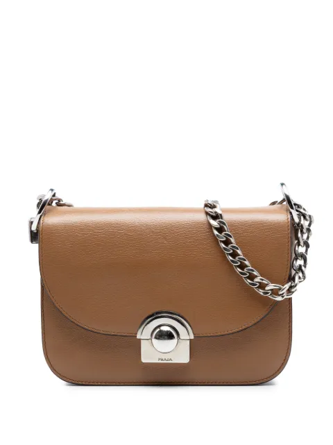 Prada Pre-Owned 2013-2026 Glace Calf Arcade crossbody bag Brown 10XNB2WWZ5SL9J3F