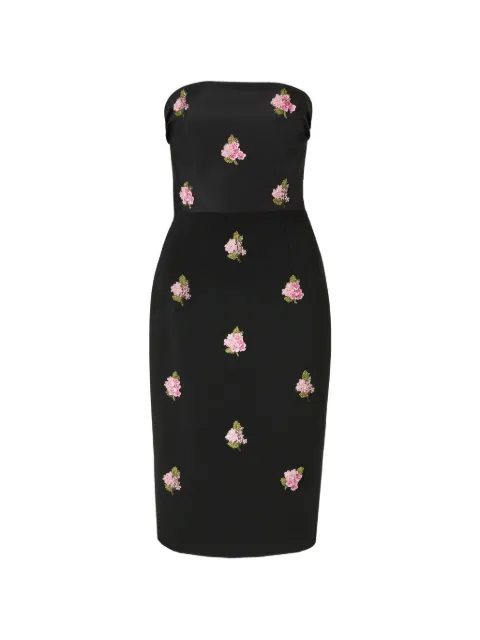 Carolina Herrera floral-embroidered strapless dress Black P2611E526SFR
