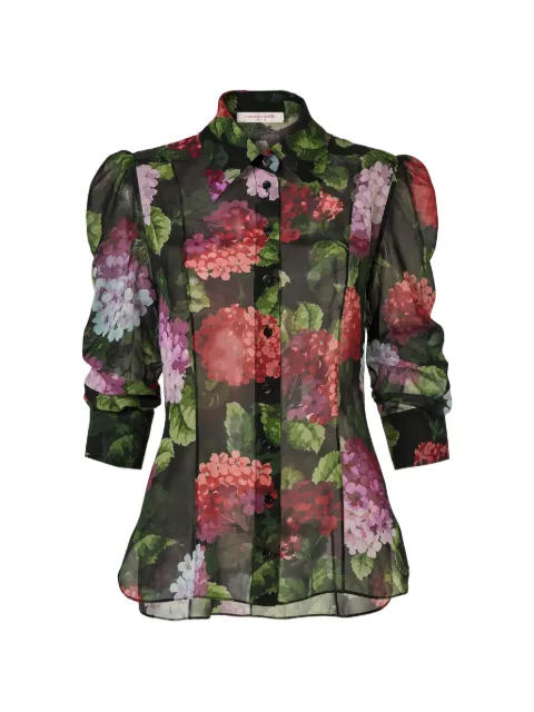 Carolina Herrera hydrangea-print chiffon blouse Black P2611N222HCH